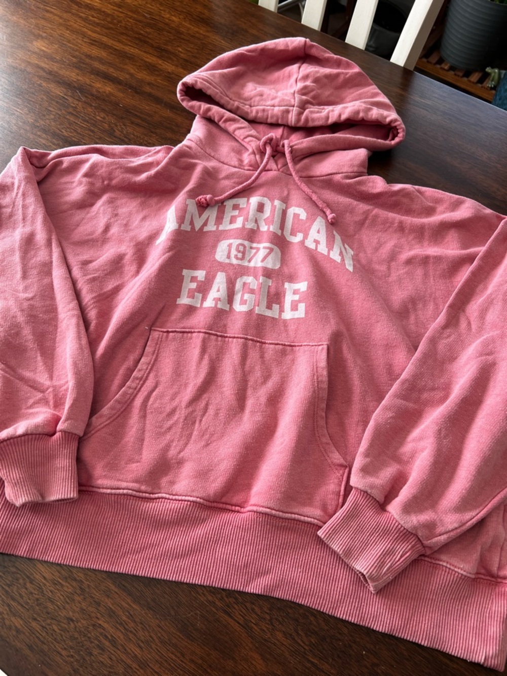American Eagle Pink oversized Hoodie with White Logo